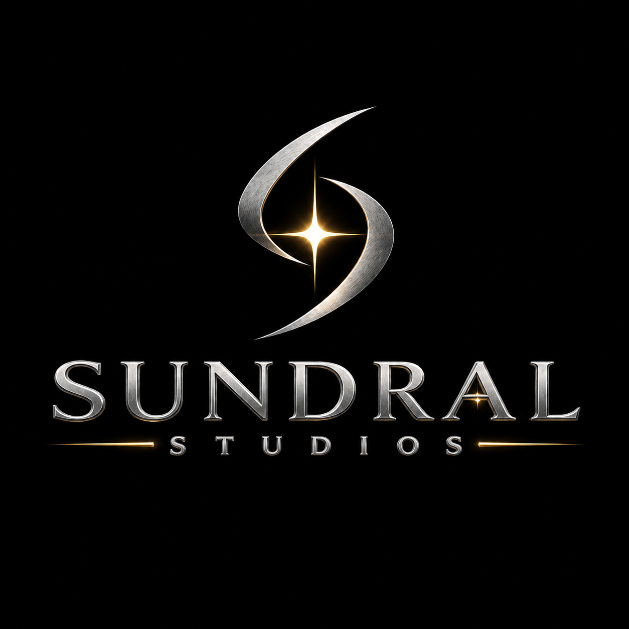 Sundral Studios silver crescent and star emblem